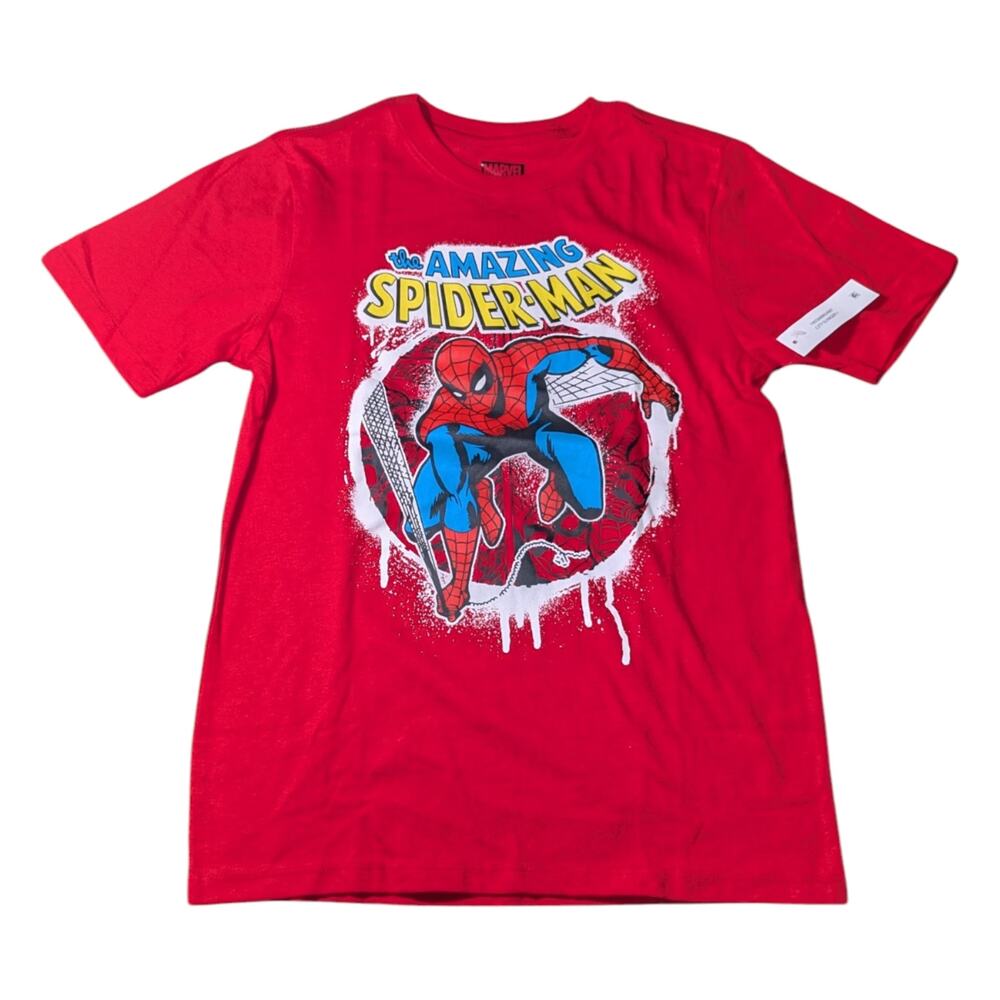 Spiderman Kids Graphic T Shirt Size L 10-12 Red And Blue New With Tags